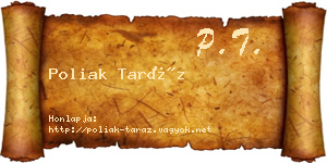 Poliak Taráz névjegykártya